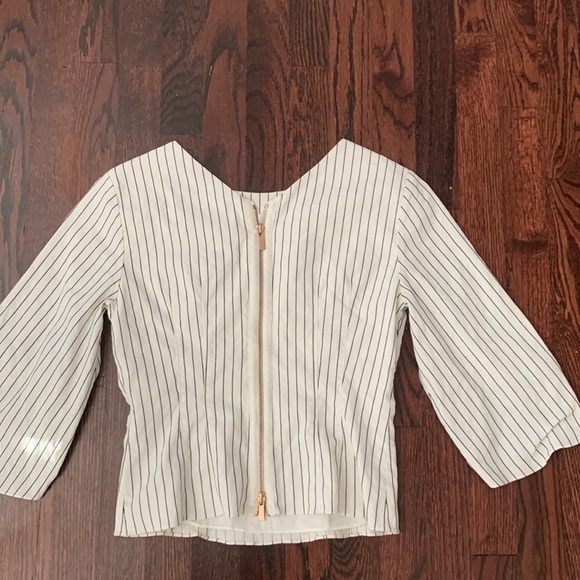 TIBI CECIL STRIPE PEPLUM CORSET TOP Blouse Linen Cotton Size‎ 2 - Picture 9 of 14